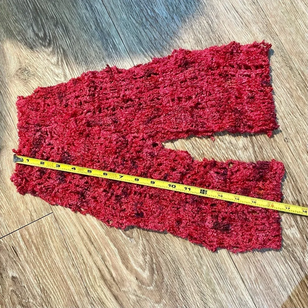 EUC Handknit Cozy Red Infinity Scarf 33